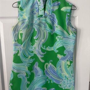 Hale Hawaii Vintage Green Floral polyester sleeveless top short size 6